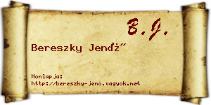 Bereszky Jenő névjegykártya